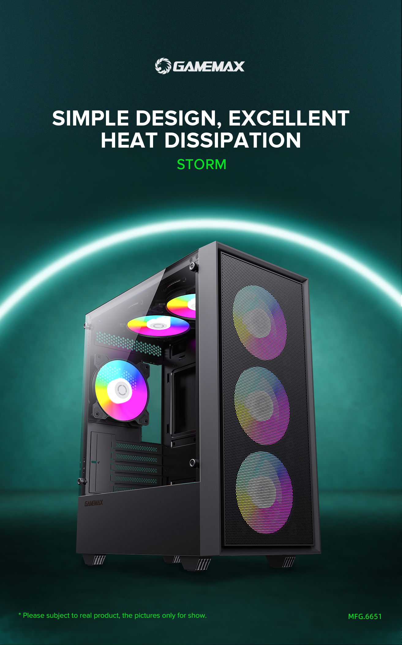 GAMEMAX Storm WH Black Micro-ATX Gaming Case-Pre-installed